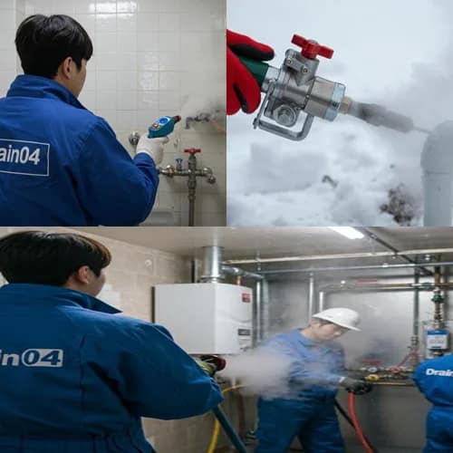 신봉동 수도관 동파 하수구 꽁꽁 언 배관 시원하게 녹여