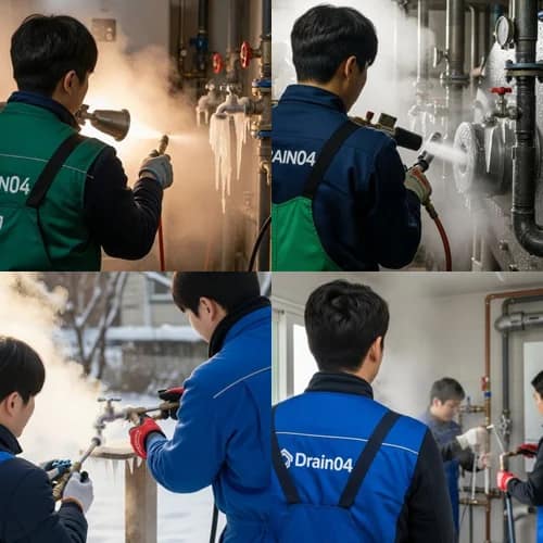 강가 얼음 녹인 겨울 레저