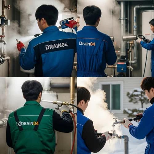 강가 얼음 녹인 겨울 레저