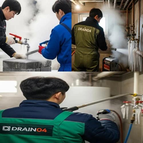 마평동 수도 동파 녹임 해빙 꽁꽁 언 배수구 시원하게