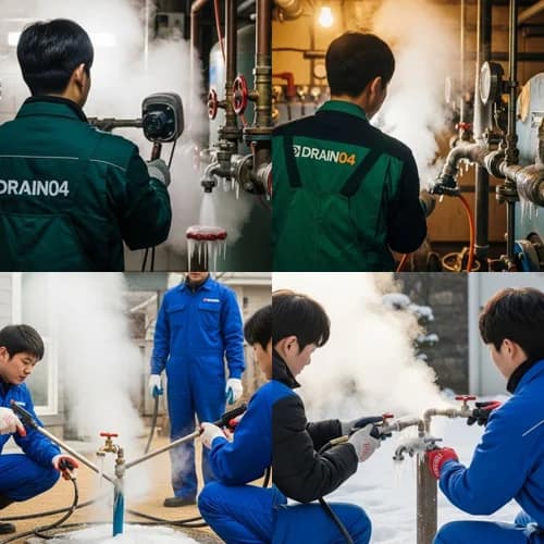 마평동 수도 동파 녹임 해빙 꽁꽁 언 배수구 시원하게