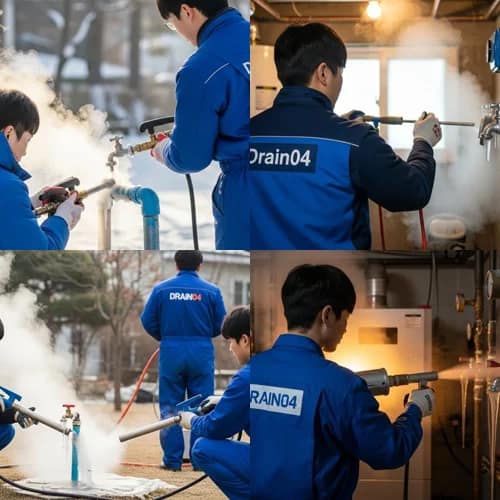 유방동 수도 동파 녹임 해빙 꽁꽁 언 수도 하수구 해결