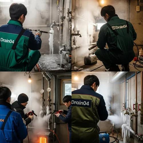 원삼면 언 수도 녹임 해빙 업체 꽁꽁 언 곳 녹여서 복구