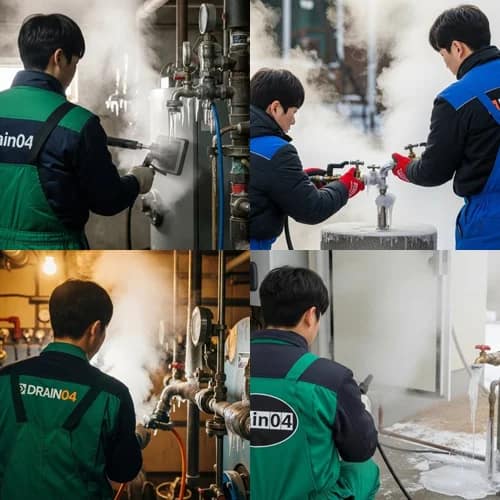 원삼면 언 수도 녹임 해빙 업체 꽁꽁 언 곳 녹여서 복구